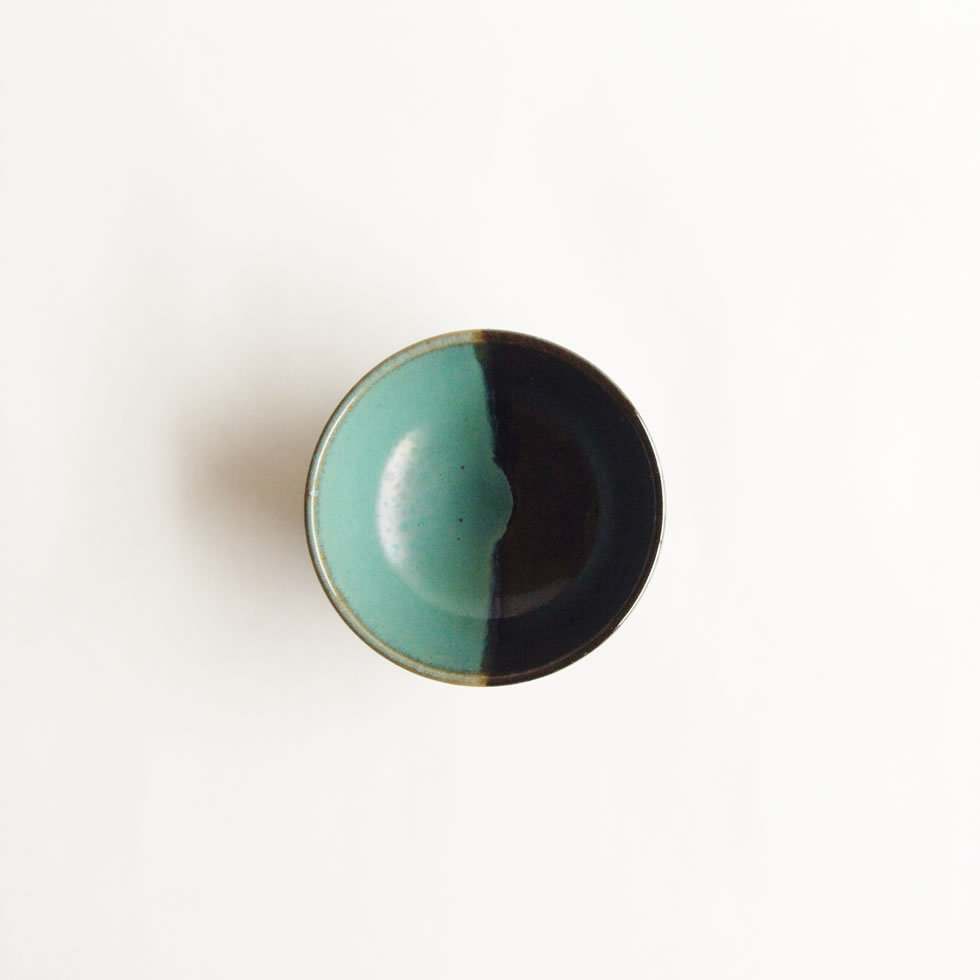 鳥取の民藝 牛ノ戸焼窯元 3寸ボウル 緑と黒の染分 : usinotoyaki01 