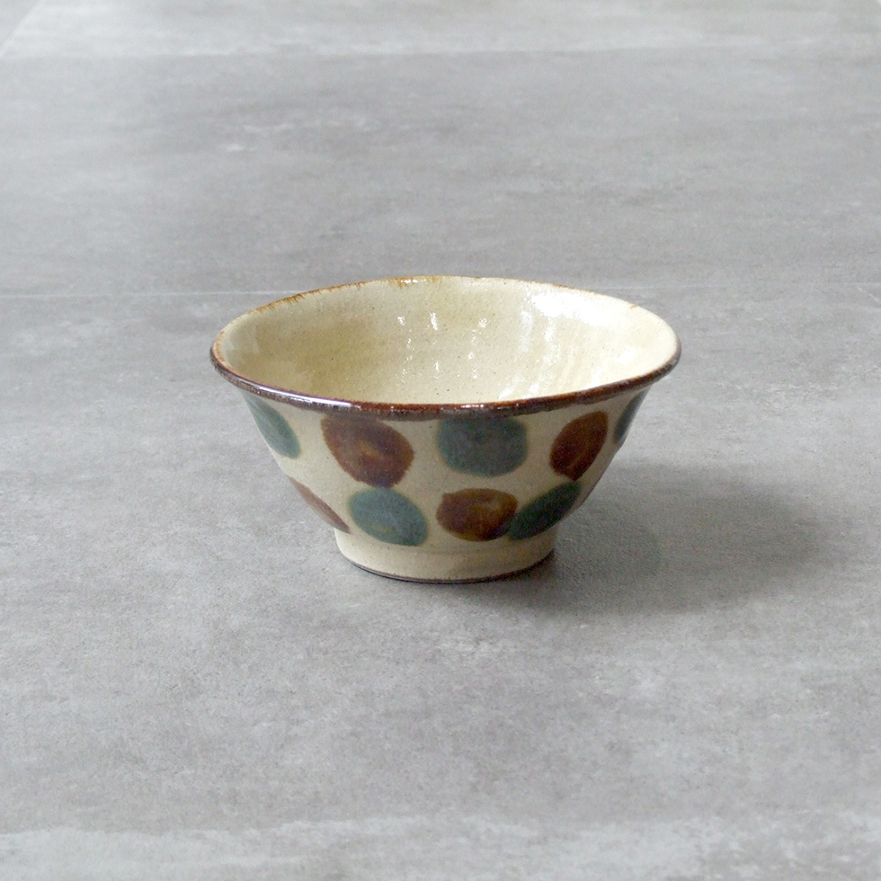 やちむん 民藝 読谷山焼 北窯 松田共司 5寸マカイ(お茶碗) 三彩点打