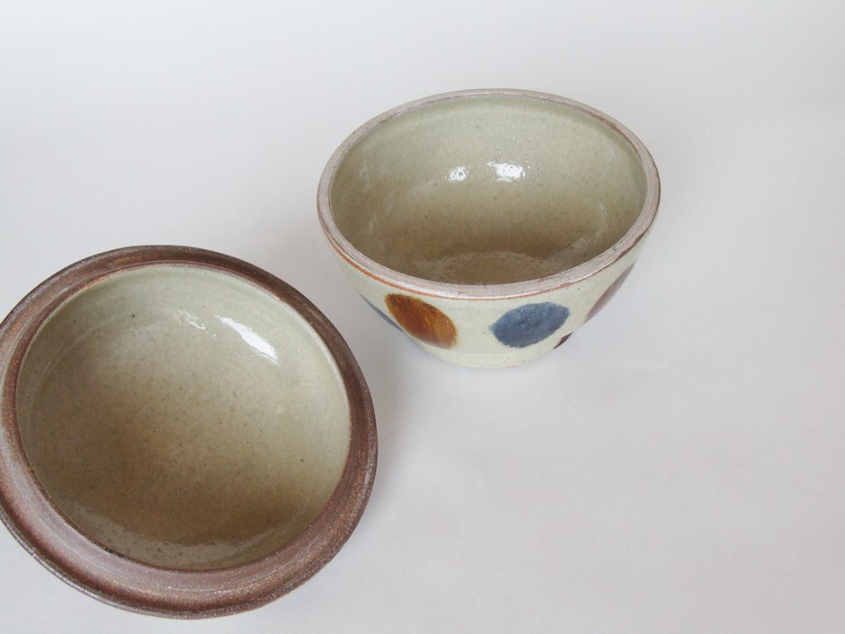 やちむん 民藝 読谷山焼 北窯 松田共司5寸タラフー 蓋物 呉須飴点打