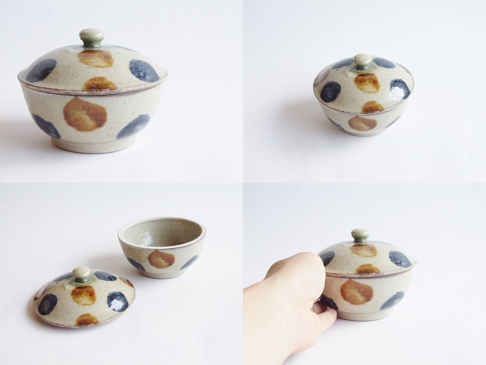 やちむん 民藝 読谷山焼 北窯 松田共司4寸蓋物 タラフー 呉須飴点打