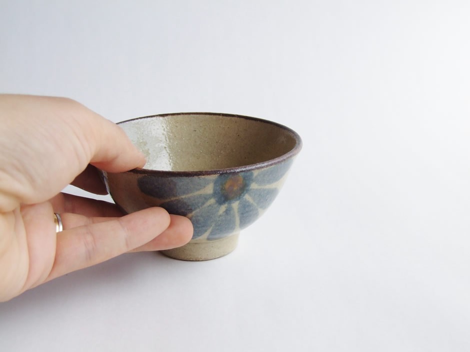 やちむん 民藝 読谷山焼 北窯 與那原正守 3.5寸マカイ(お茶碗) 呉須