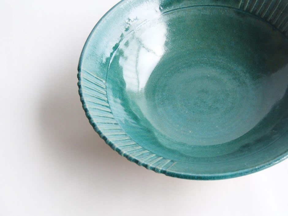 やちむん 民藝 読谷山焼 北窯 與那原正守 8寸V皿 中皿 ペルシャブルー