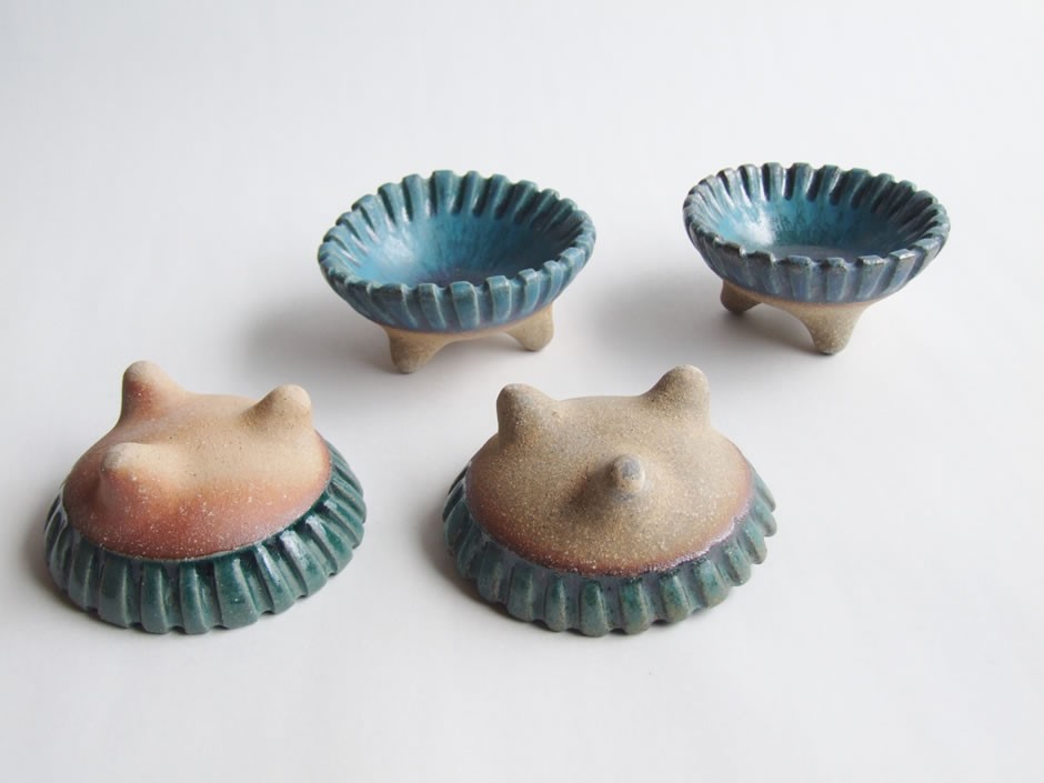 やちむん 民藝 読谷山焼 北窯 與那原正守 三つ足小鉢 豆皿 小皿