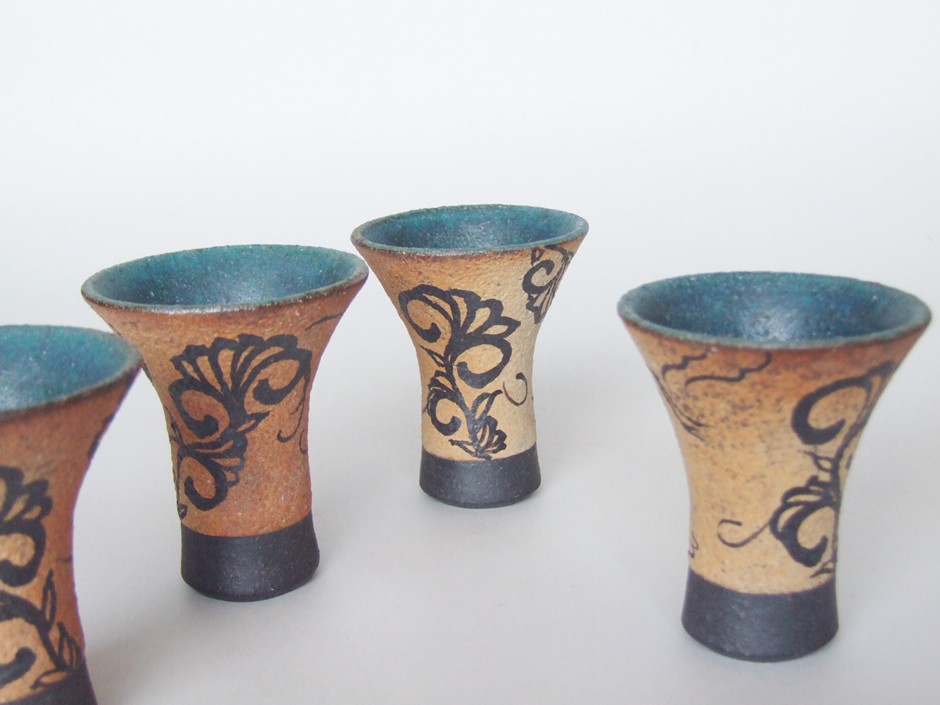 やちむん 民藝 読谷山焼 北窯 與那原正守 ぐいのみ ペルシャブルー