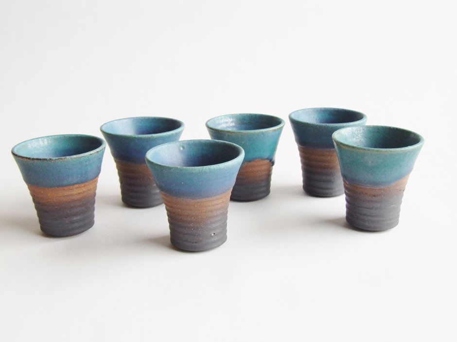 やちむん 民藝 読谷山焼 北窯 與那原正守 ぐい呑み ペルシャブルー