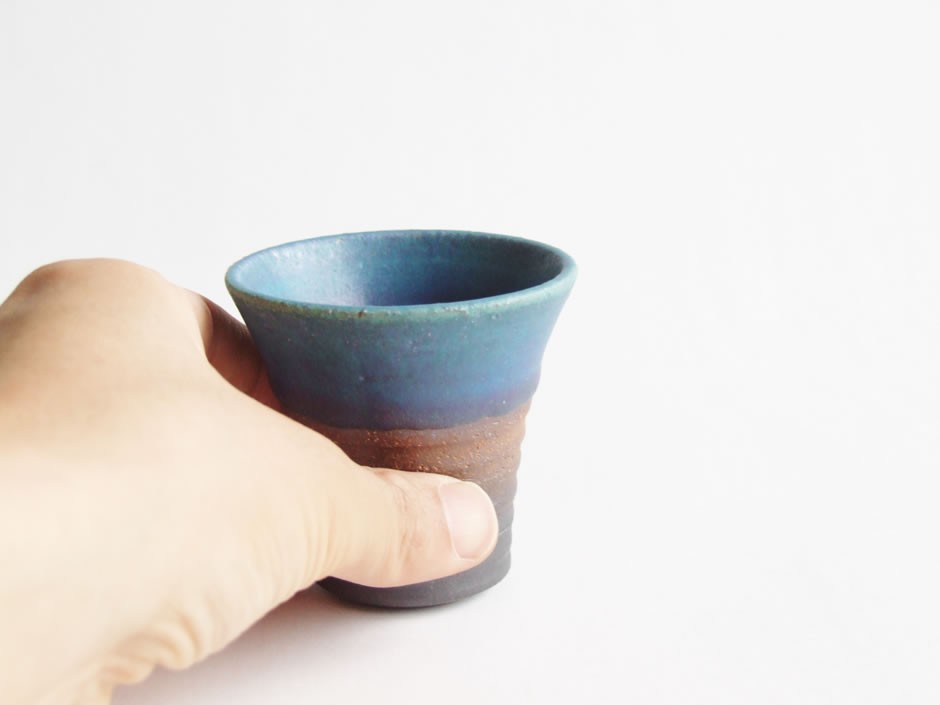 やちむん 民藝 読谷山焼 北窯 與那原正守 ぐい呑み ペルシャブルー