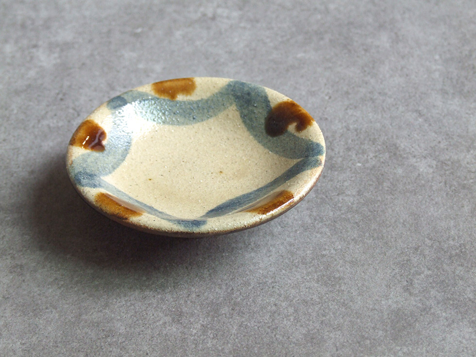 やちむん 民藝 読谷山焼 北窯 宮城正享 3寸皿 豆皿 小皿 幾何紋 上