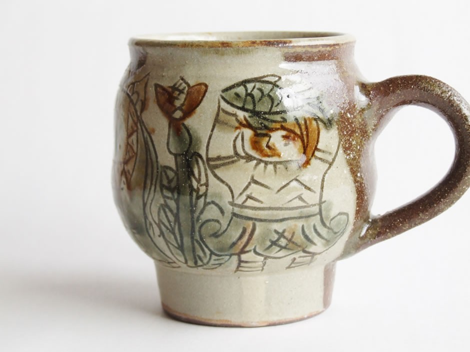 やちむん 民藝 江口窯 江口聡 ダルマ型マグカップ 大 エジプト紋1