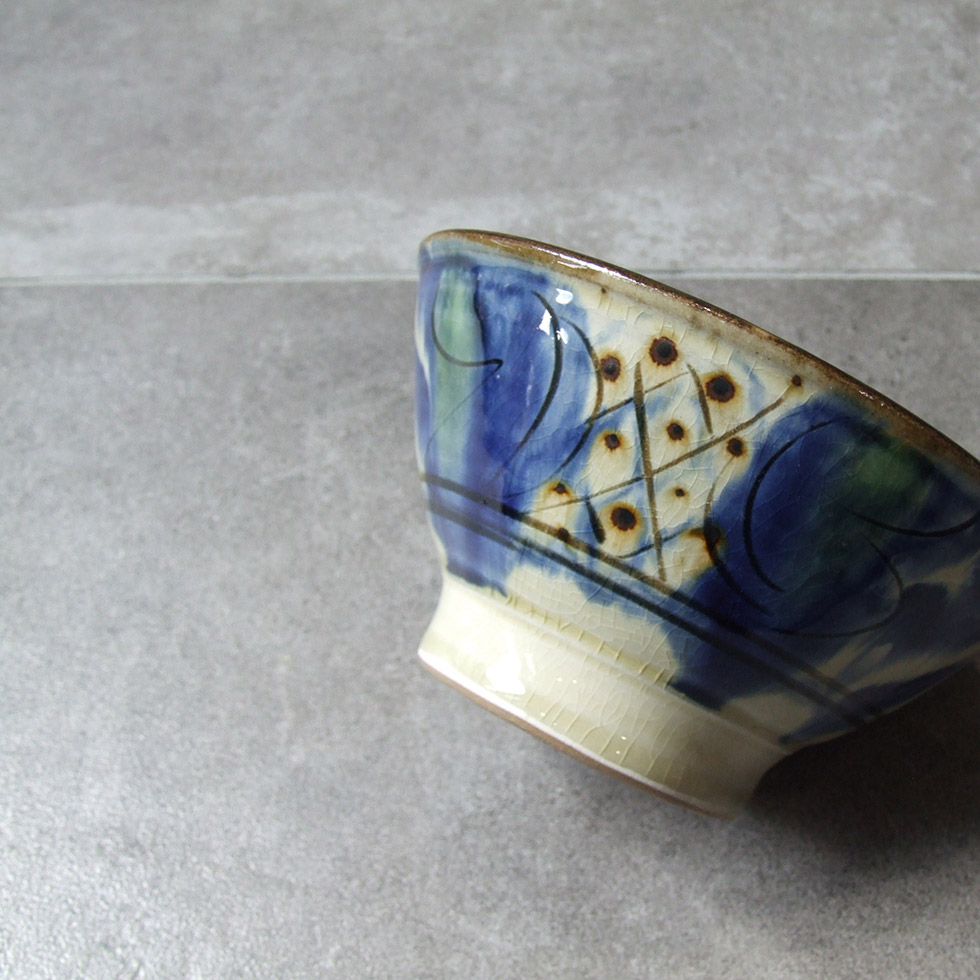 やちむん 民藝 工房福田 福田健治 6寸マカイ(お茶碗 丼) コバルト唐草