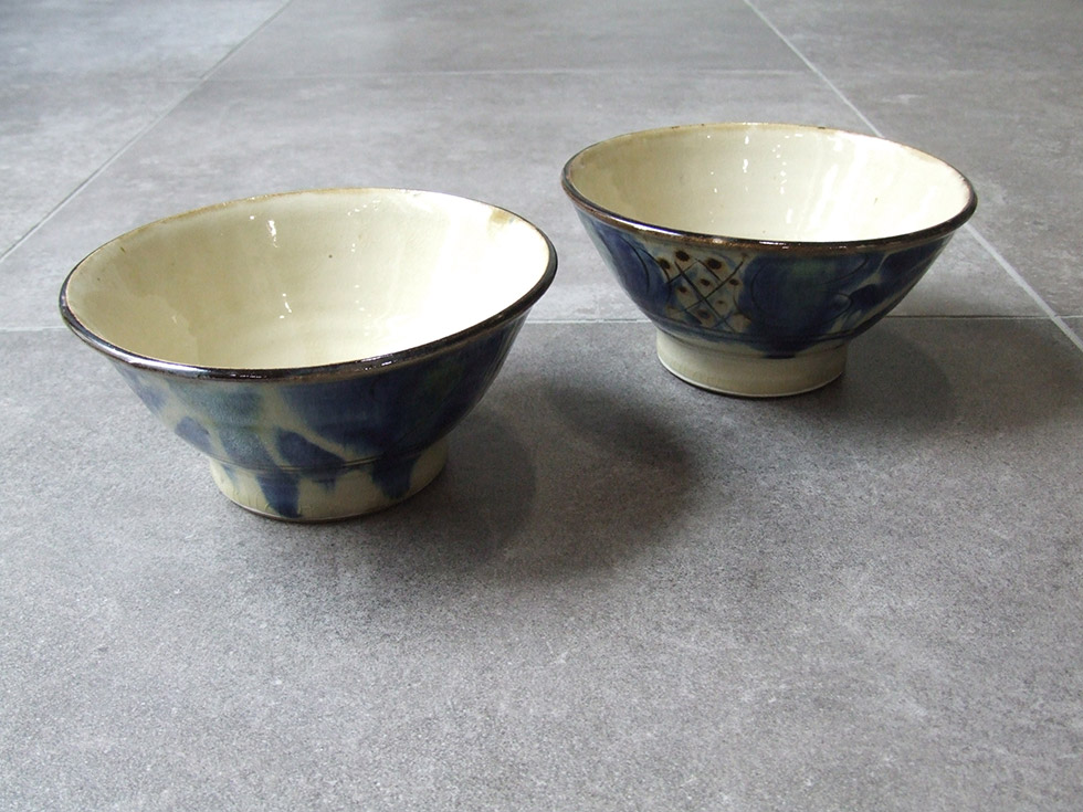 やちむん 民藝 工房福田 福田健治 6寸マカイ(お茶碗 丼) コバルト唐草