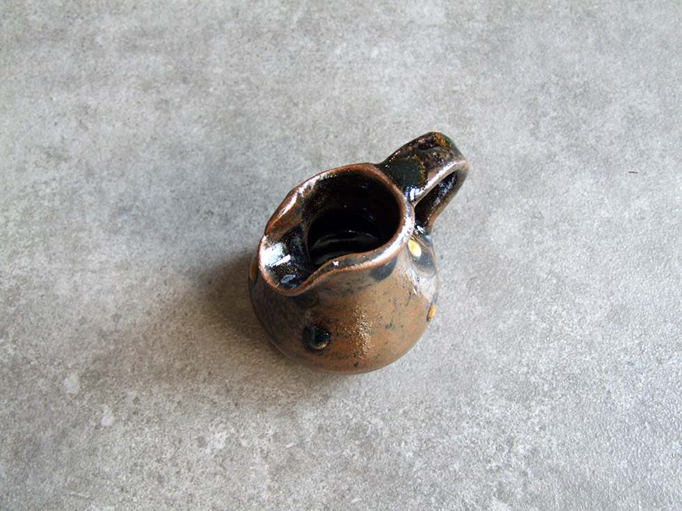 やちむん 民藝 工房福田 福田健治 ミルクピッチャー 茶 ドット