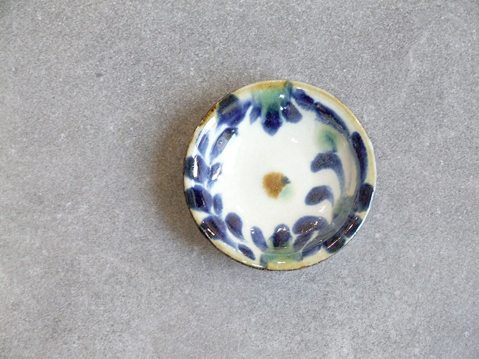 やちむん 民藝 工房福田 福田健治 3寸皿 小皿 コバルト唐草 : おまめ