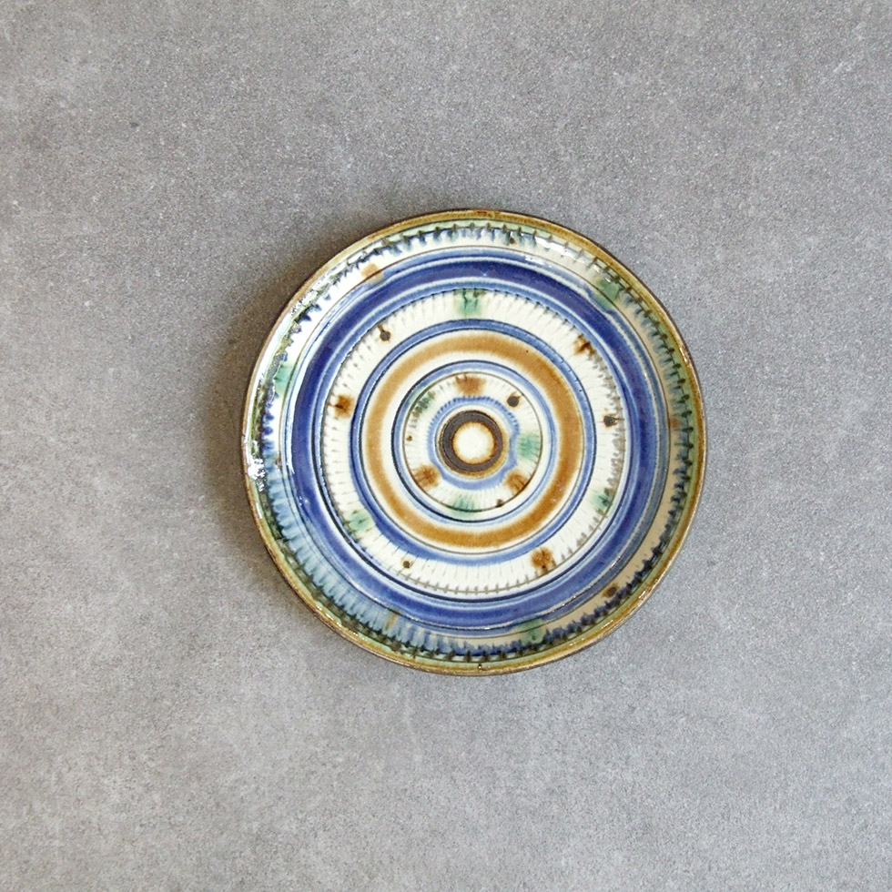 やちむん 民藝 工房福田 福田健治 6寸平皿 中皿 飛鉋 : おまめ - 通販