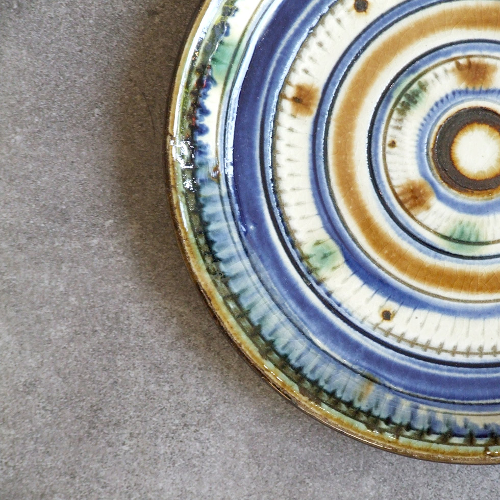 やちむん 民藝 工房福田 福田健治 6寸平皿 中皿 飛鉋 : おまめ - 通販