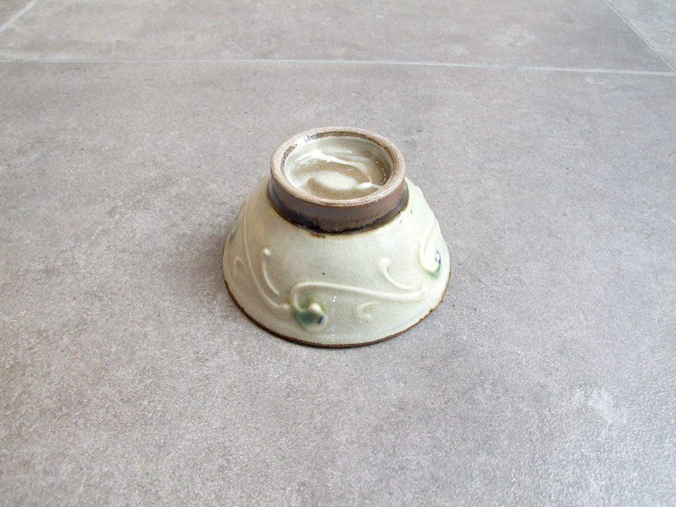 やちむん 民藝 工房福田 福田健治 3.5寸マカイ(お茶碗) 白唐草