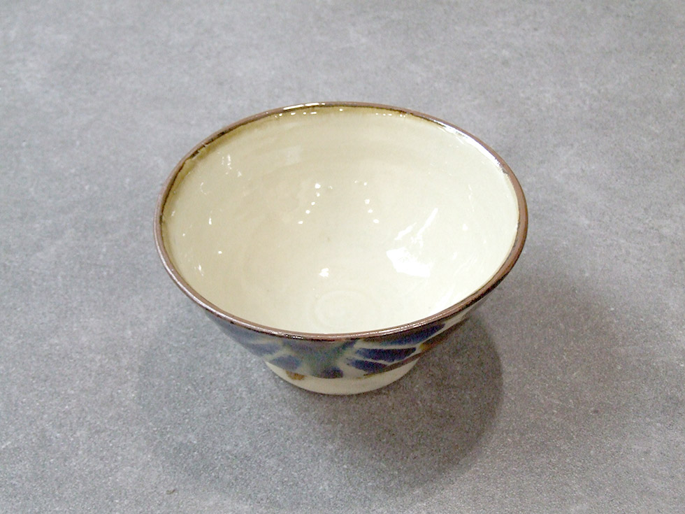 やちむん 民藝 工房福田 福田健治 6寸マカイ(お茶碗 丼) 飴にコバルト