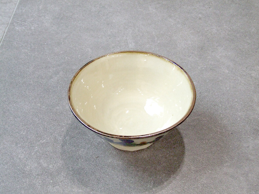 やちむん 民藝 工房福田 福田健治 6寸マカイ(お茶碗 丼) コバルト葉紋