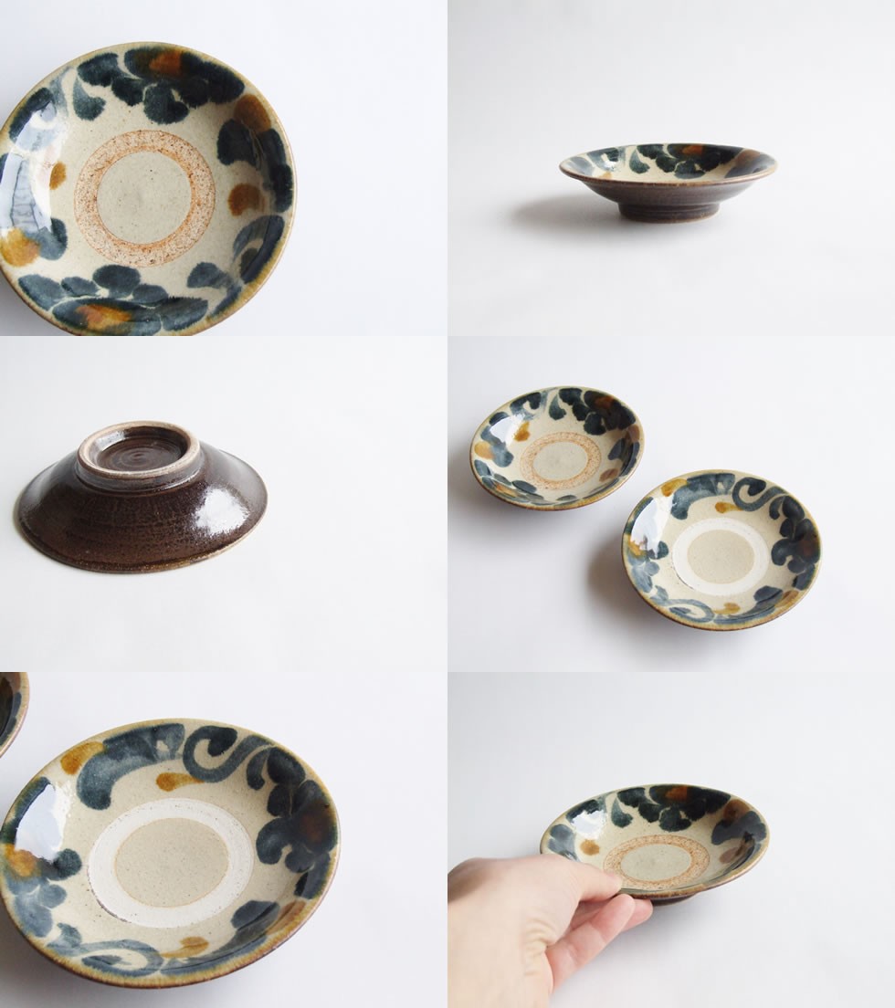 やちむん 民藝 読谷山焼 北窯 松田米司 4.5寸皿 小皿 呉須唐草