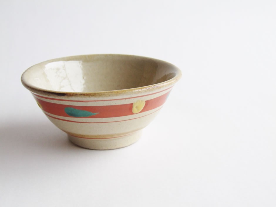 やちむん 民藝 読谷山焼 北窯 松田米司 4寸マカイ (お茶碗) 赤絵2