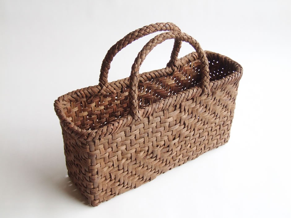 純国産 山葡萄かごバッグ 枡網代編み 横長 定番型 : おまめ - 通販
