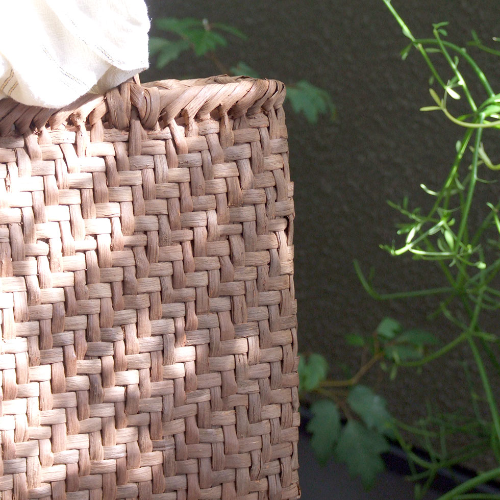 純国産 信州長野県 山葡萄かごバッグ 網代編み7mm 定番型 上 柿渋染内