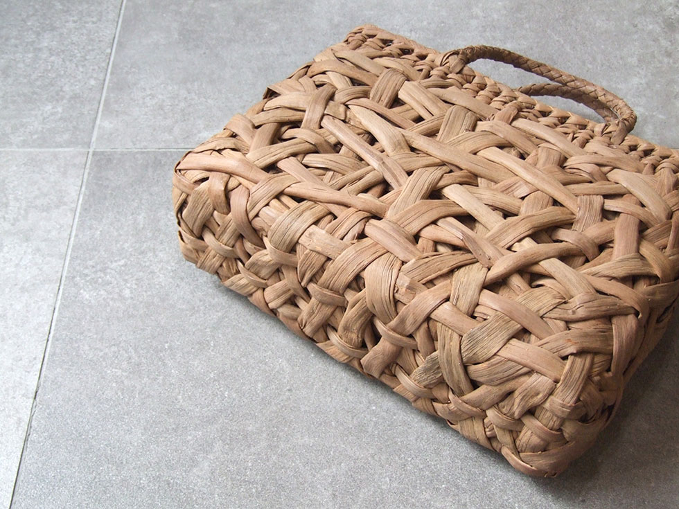 純国産 信州長野県 山葡萄かごバッグ 太ヒゴ乱れ編み 定番型大 上 柿渋