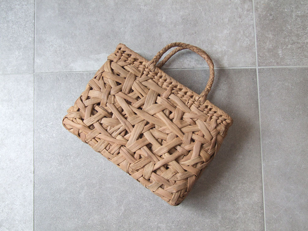 純国産 信州長野県 山葡萄かごバッグ 太ヒゴ乱れ編み 定番型大 上 柿渋