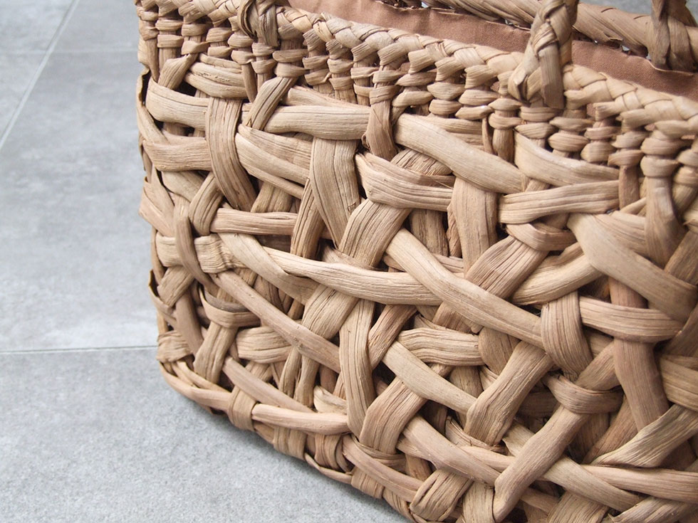 純国産 信州長野県 山葡萄かごバッグ 太ヒゴ乱れ編み 定番型大 上 柿渋