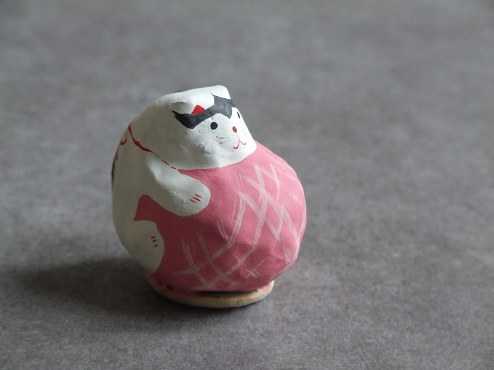 郷土玩具 民藝 山形県 山形張子 岩城人形店 まり猫 ピンク 縁起物