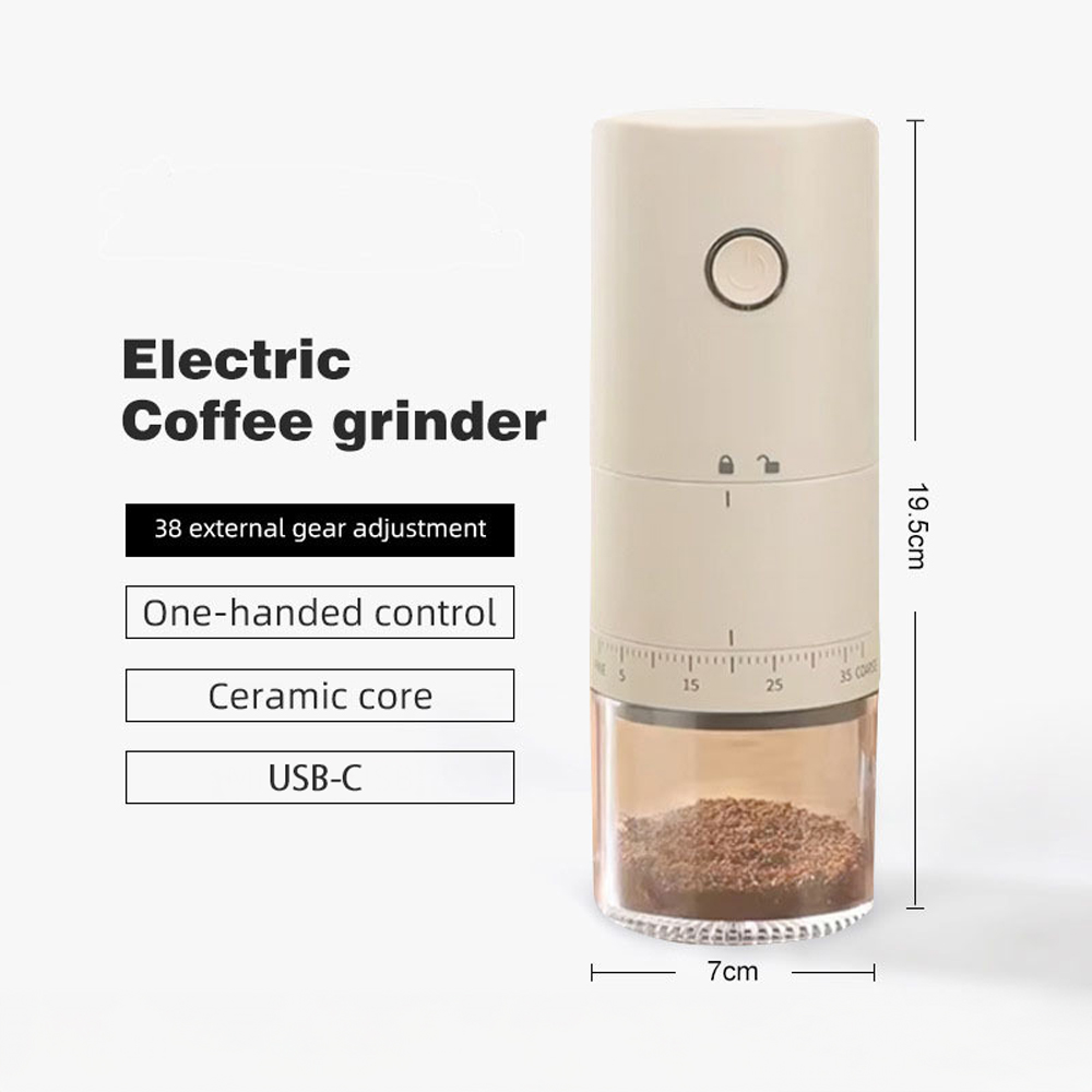 ポータブル電動コーヒーミル コーヒーグラインダー ベージュ : NETの