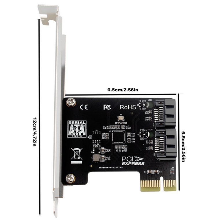 PCI Express x1 to 2ポート SATA 3.0 拡張カード PH52A JMB582チップ