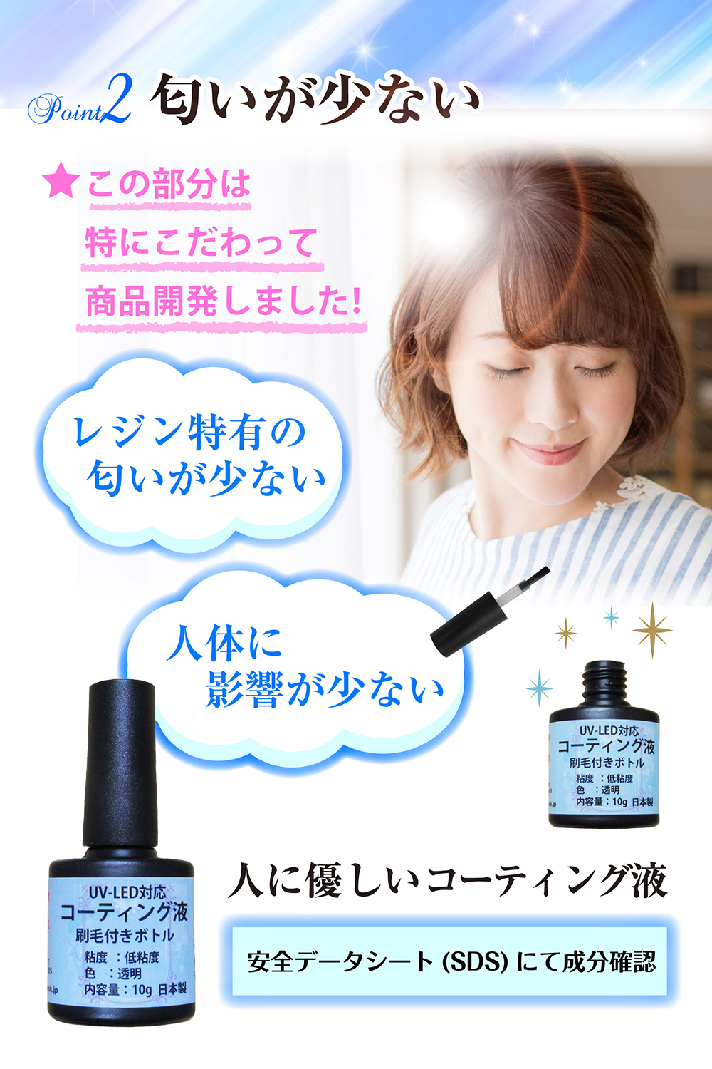 手芸工房 コーティング液 ハケ付き UV LED 両対応 日本製 レジン 10g