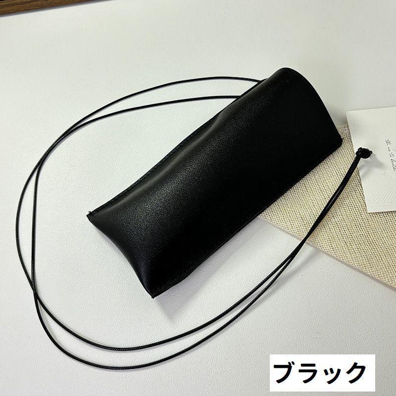 ETIAM エティアム 眼鏡ケース ネックストラップ付き レザー ブラック
