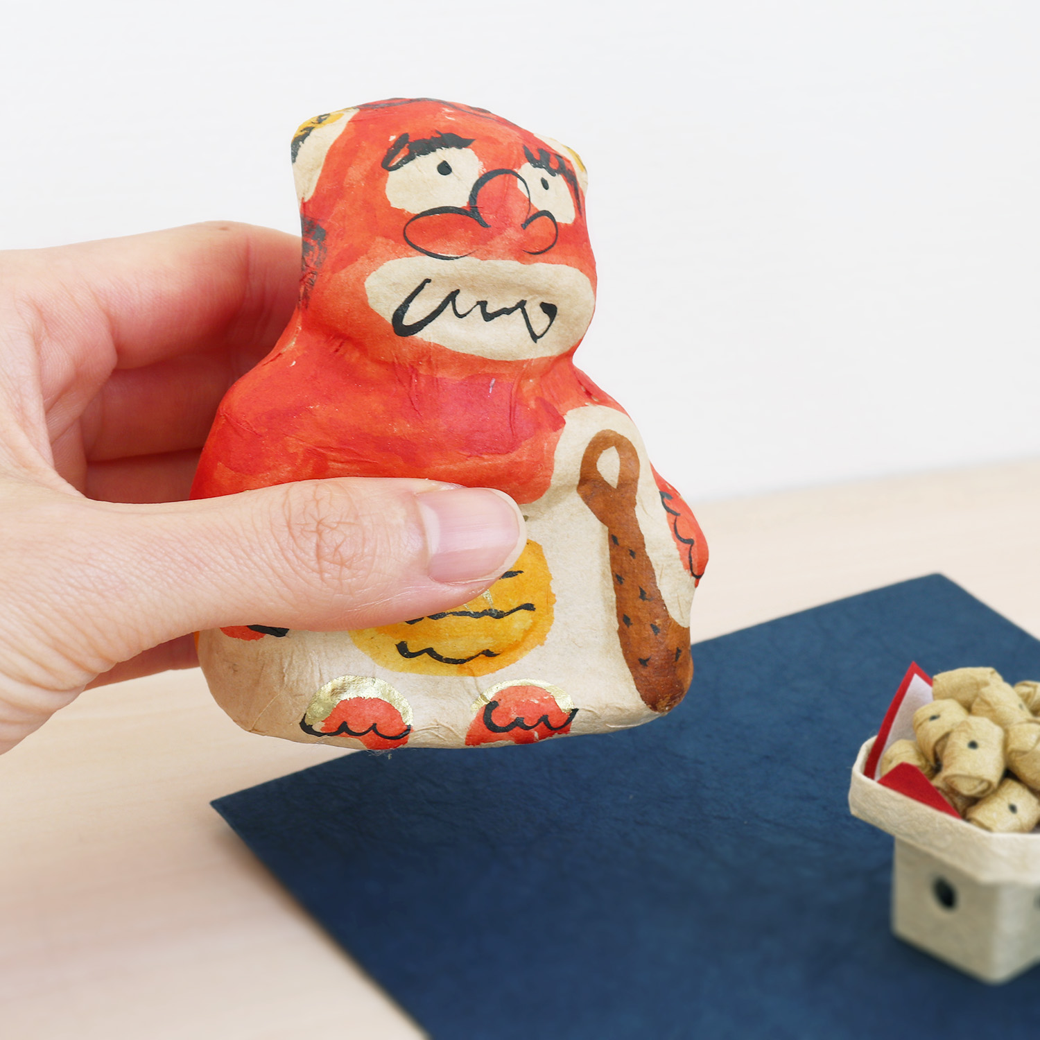 めでたや 張り子 節分 赤鬼 おしゃれ 置物 コンパクト インテリア 和紙