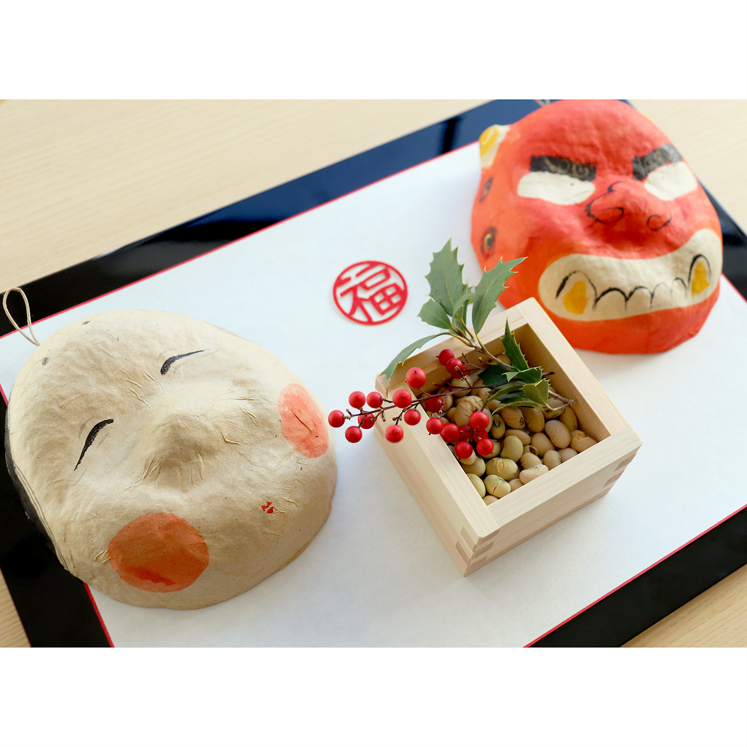 めでたや 節分飾り 張り子 鬼面 おしゃれ 和紙 手作り 日本製 壁掛け