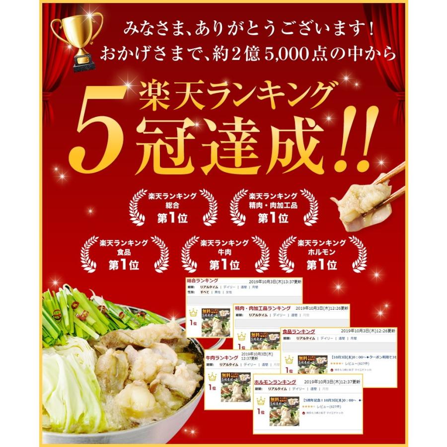 50％OFFクーポン有 できたて直送 メガ盛り 博多もつ鍋 取り寄せ セット ホルモン1000g 1kg 4-6人前 選べるスープ5種 薬味と生麺3玉付 ギフト モツ鍋｜once-in｜07