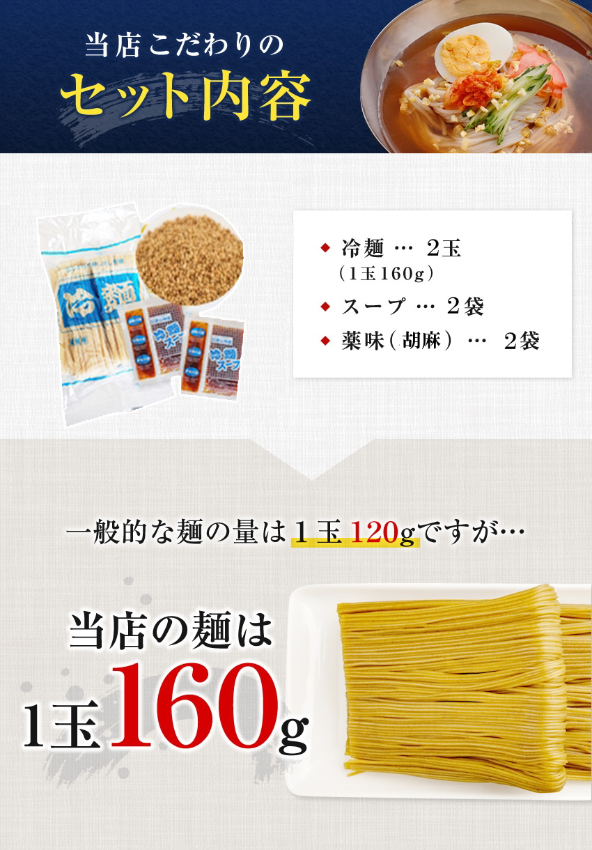 韓国冷麺２食 1食160g×2 合計320g 白ごま薬味+専用スープ付き 焼肉 鶴橋 特産品 ギフト 盛岡冷麺に負けない メール便