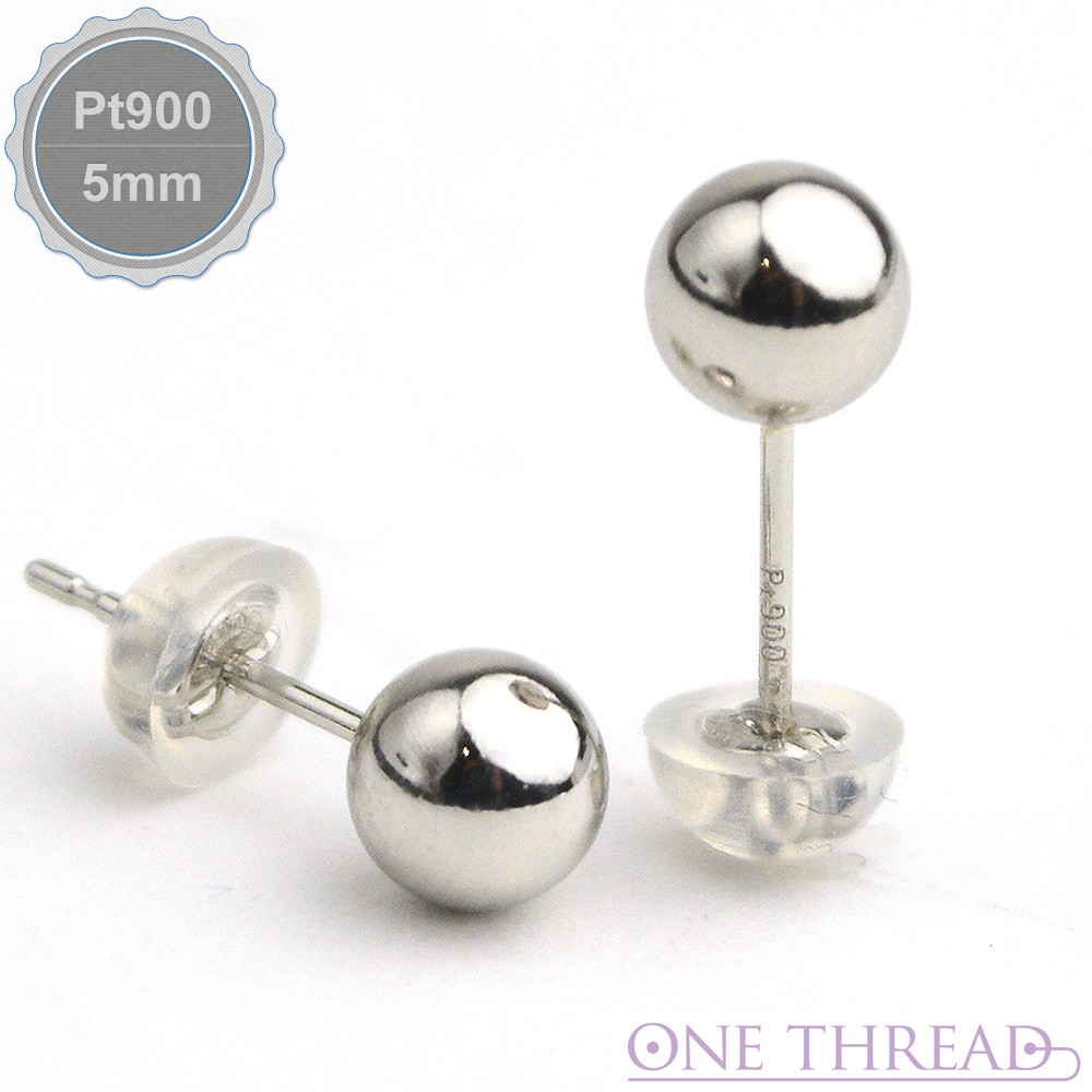 プラチナ ピアス Pt Pt900 丸玉 シンプルピアス 5mm 5ミリタイプ One 
