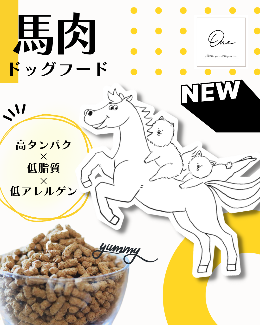 ONE DELISH HORSE 1kg 馬肉 ドッグフード 腸活 国産 無添加 ノンオイル