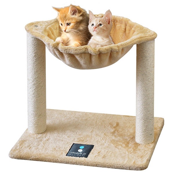 1年保証 キャットツリー 猫タワー 据え置き 爪とぎ ハンモック 付き 高さ46cm 幅49cm 小型 子猫 シニア 猫 ペット KITTEN 組立 設置 簡単 おしゃれ 送料無料
