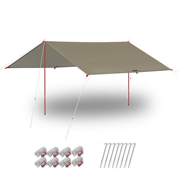 レクタタープTCカーキ(約)435cm×500cm ポリコットンタープ FIELDOOR タープ レクタタープ TC ポリコットン 焚き火に強い 難