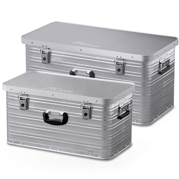 1年保証 コンテナボックス 収納ボックス アウトドア 収納ケース アルミ Mサイズ Lサイズ セット 54L 88L トランク ボックス 道具入れ スタッキング 送料無料 | FIELDOOR | 01