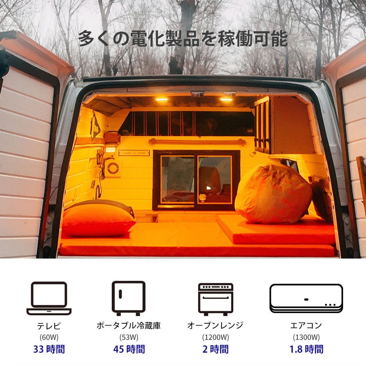 多くの電化製品を稼働可能