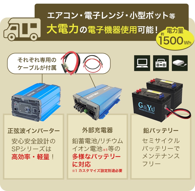 COTEK（コーテック） ワンゲイン車中泊スターター7点セット