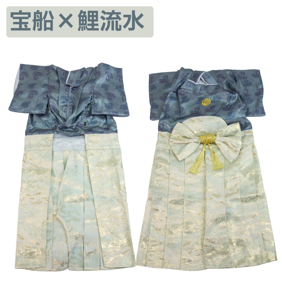即納✨犬の袴 犬用本格袴セット Mサイズ 水色×金 犬服 七五三 iDog 犬 袴 服 犬服 着物 柴犬 中型犬 人気 愛犬用袴 七五三 お正月