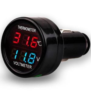 シガーソケット 電圧計 温度計 シガー デジタル 温度 電圧 測定 バッテリーチェッカー 12V 2...