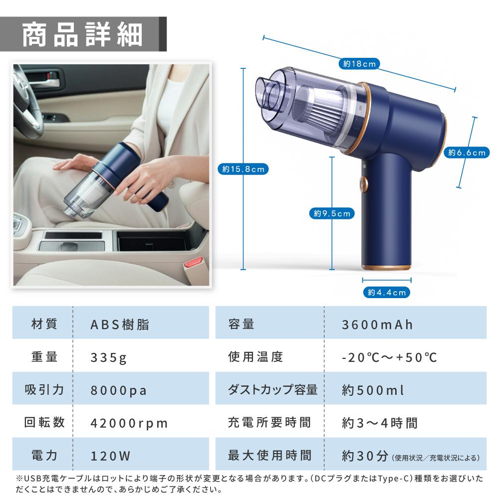早い者勝ち！　新品未使用　コードレス掃除機 スタンド無し2650円】ハンディークリーナー 掃除機 車 強力 コードレス