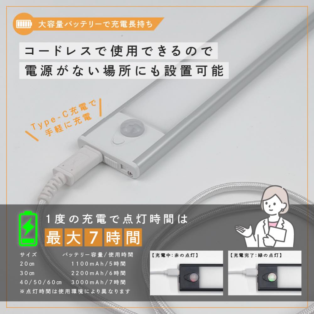 20cm 980円~】人感センサーライト センサーライト 室内 屋内 充電式