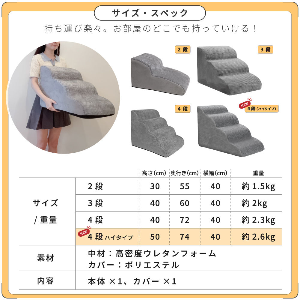 2段3680円〜】犬 階段 ドッグステップ クッション スロープ 踏み台