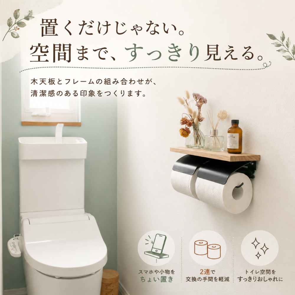 2連!!トイレットペーパーホルダー☆アンティーク調☆トイレ用品☆お家おしゃれ トイレットペーパーホルダー おしゃれ 2連 木製 ペーパーホルダー